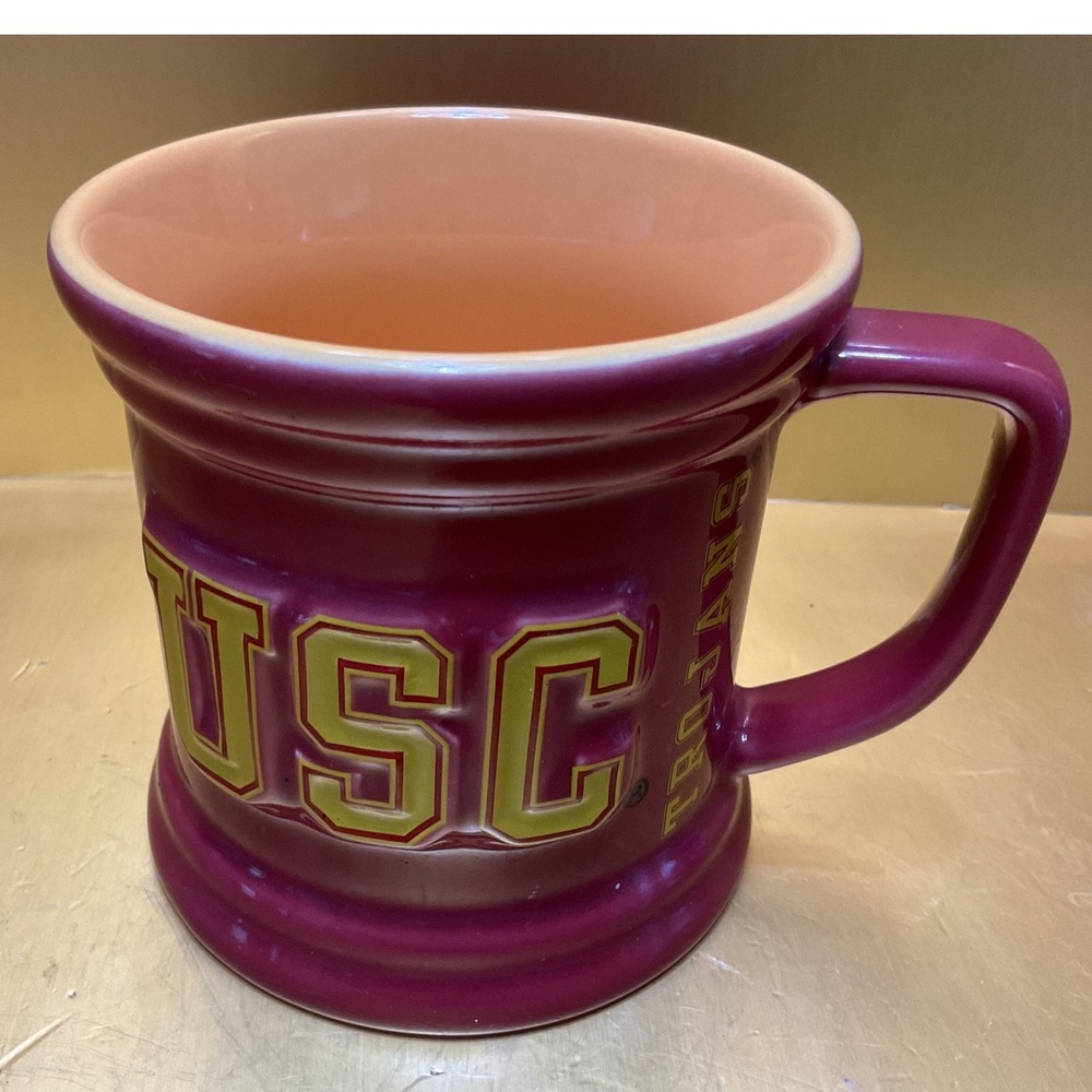 USC Trojans Coffee Mug The Encore Group Cardinal Gold Ceramic Embossed Cup
